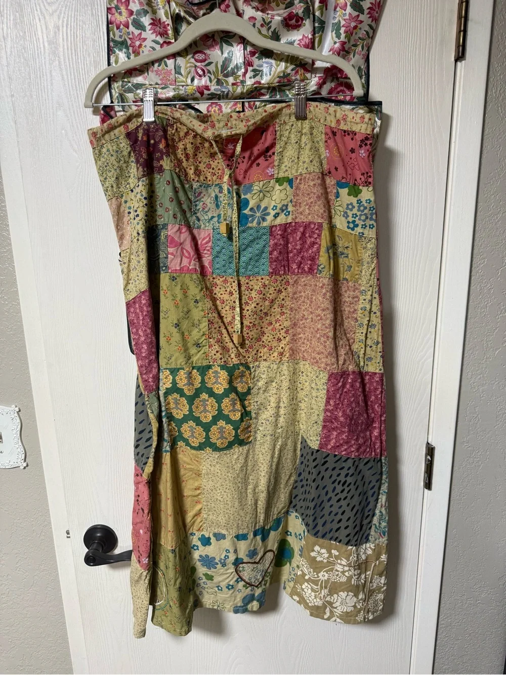 Blue Sky Patchwork Maxi Skirt in Pink, Green, Teal and Mustard
